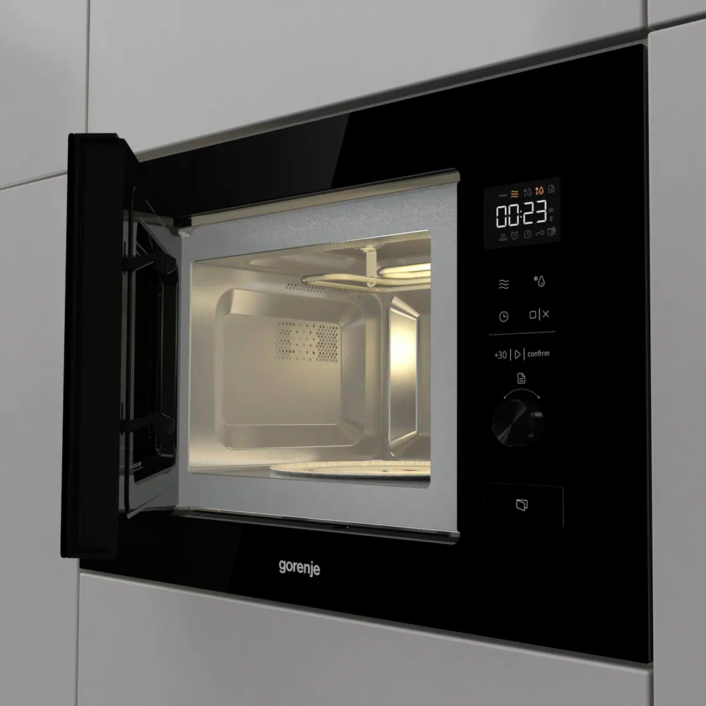 Встраиваемая микроволновая печь Gorenje BM201M2TBG черный, 20 л, 800 Вт, переключатели - сенсор, поворотный механизм, фото11